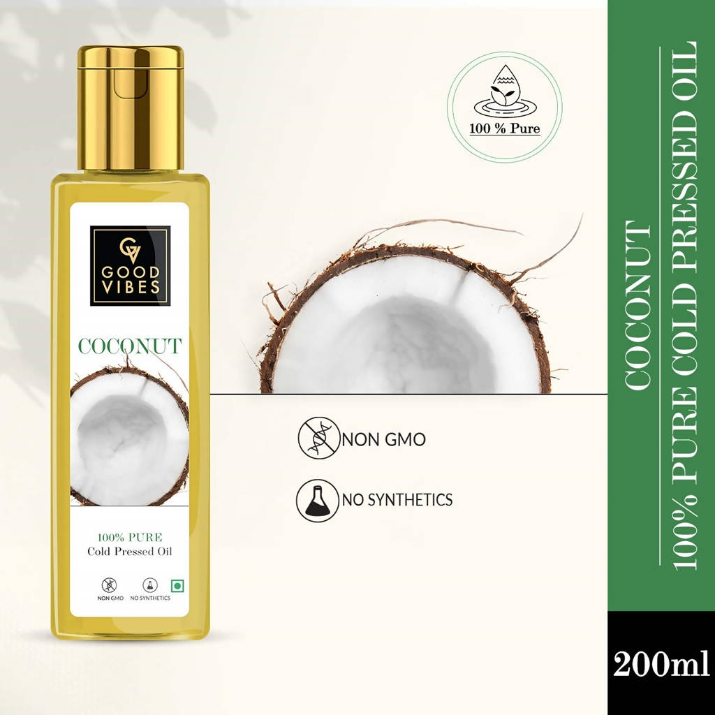 Good Vibes Coconut 100% Pure Cold Pressed Carrier Oil For Hair & Skin | Grocsy