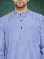 Even Apparels Men's Pure Cotton Blue Striped Kurta | Grocsy