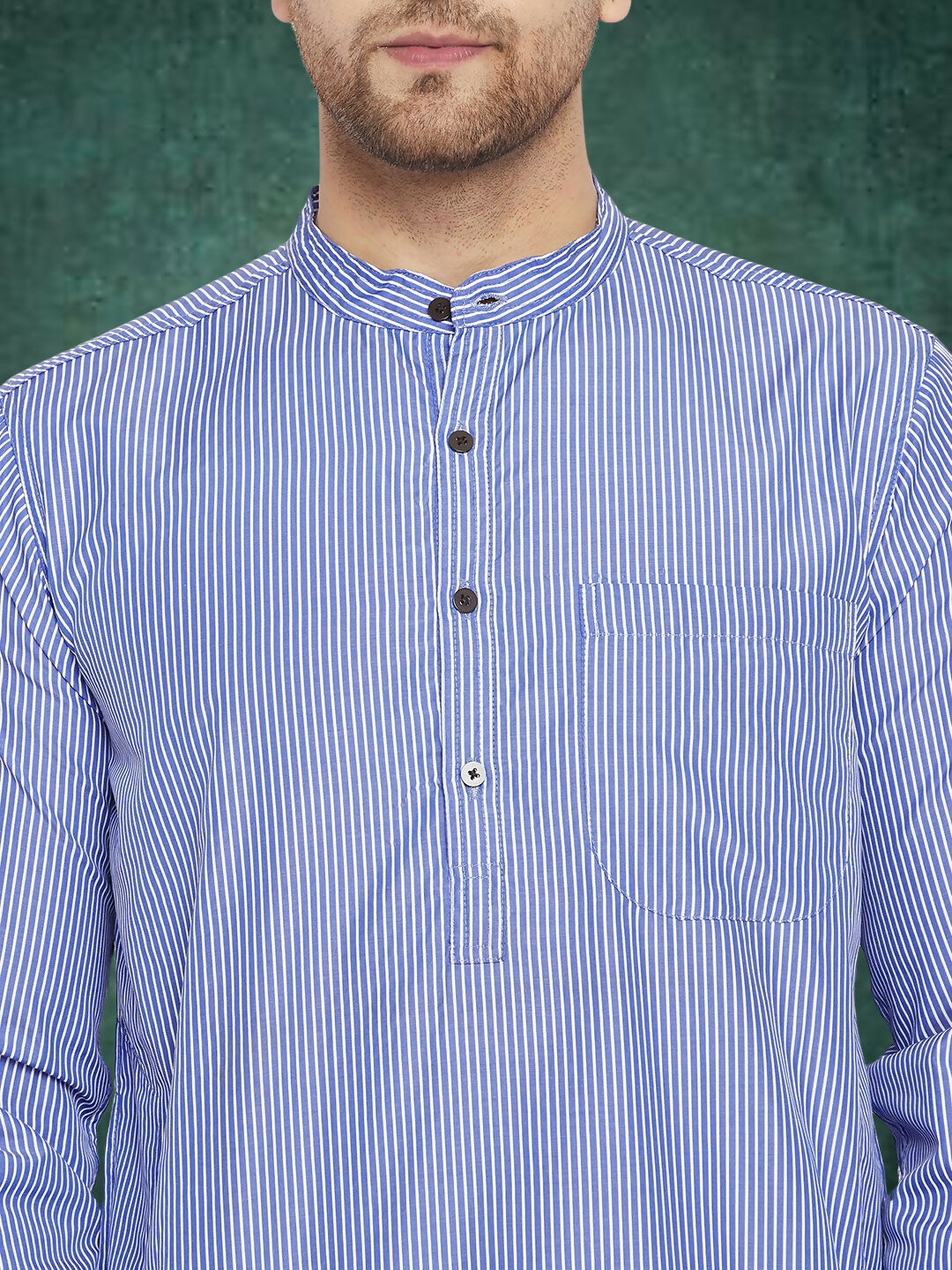 Even Apparels Men's Pure Cotton Blue Striped Kurta | Grocsy