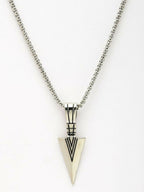 NVR Men's Arrow Shaped Silver Plated Pendant with Chain | Grocsy
