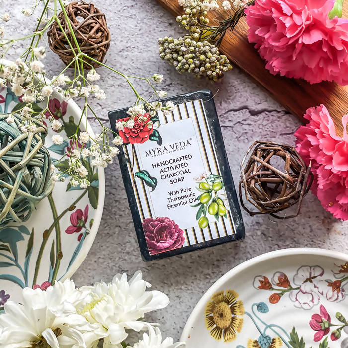 Myra Veda Handcrafted Activated Charcoal Soap | Grocsy