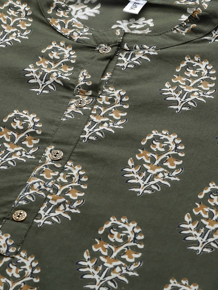 Yufta Green And off White Kurta And Palazzo Set | Grocsy