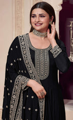 Anaita Black Embroidered Silk Stitched Anarkali Suit | Grocsy