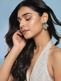 Diamond & Semi Precious Stone Green Earrings- Ruby Raang | Grocsy
