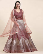 Maroon Organza Mirror With Coding Work Lehenga Choli with Dupatta - Tanya | Grocsy