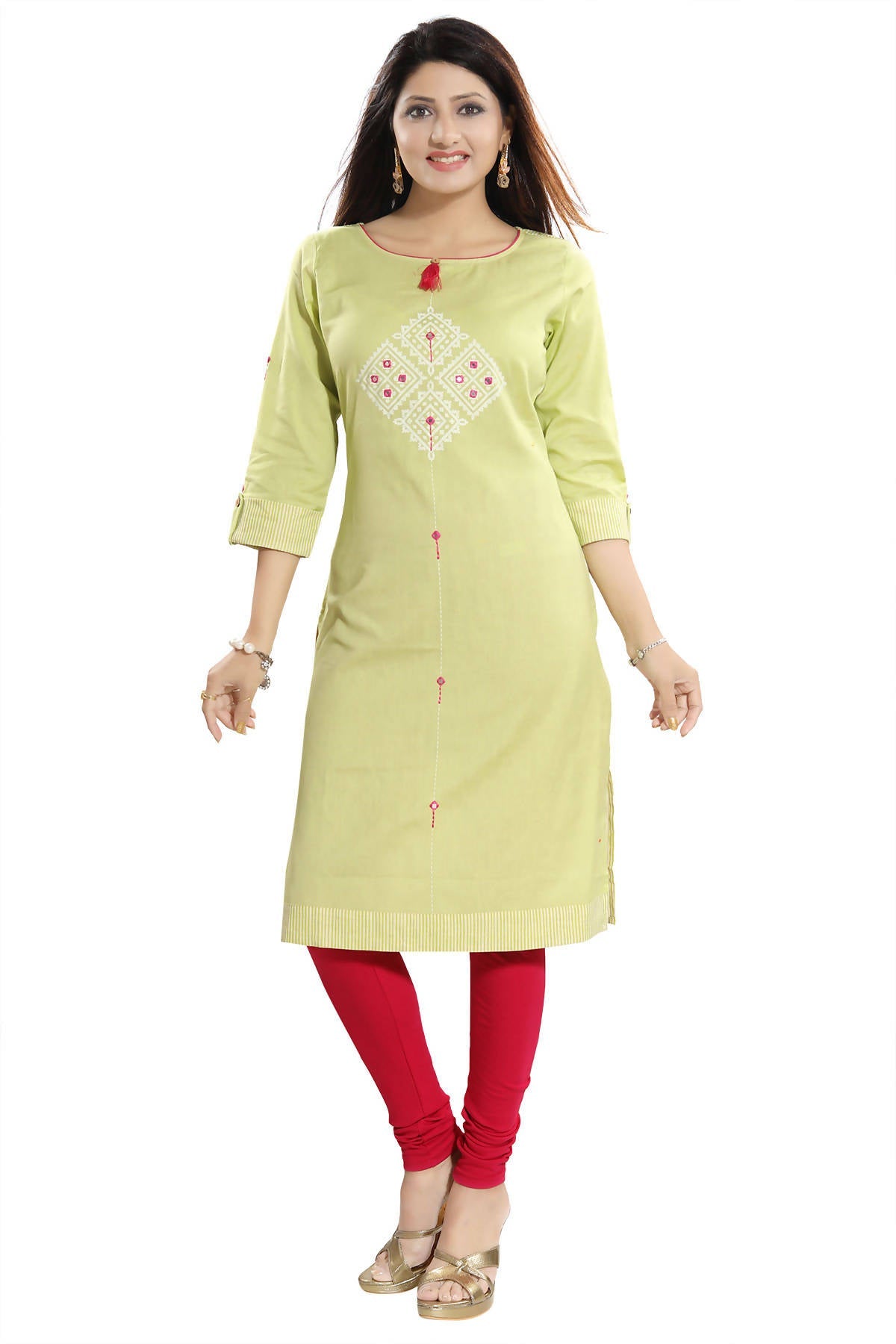 Snehal Creations Easy Breezy Liril Green Cotton Printed Tunic | Grocsy