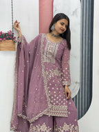 Teeya Creation Womens New Heavy Fox Georgette Fabric With Heavy Embroidery Work Kurta Set | Grocsy