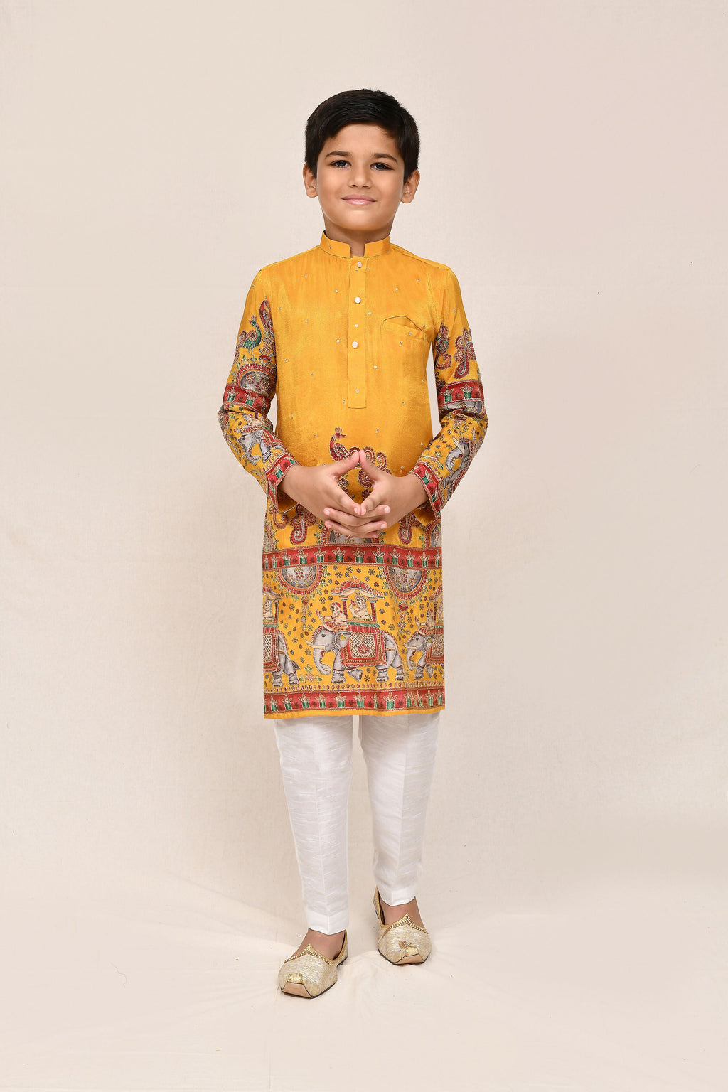 Joban Fashion Silk Yellow Kurta With Straight Fit Pant | Grocsy