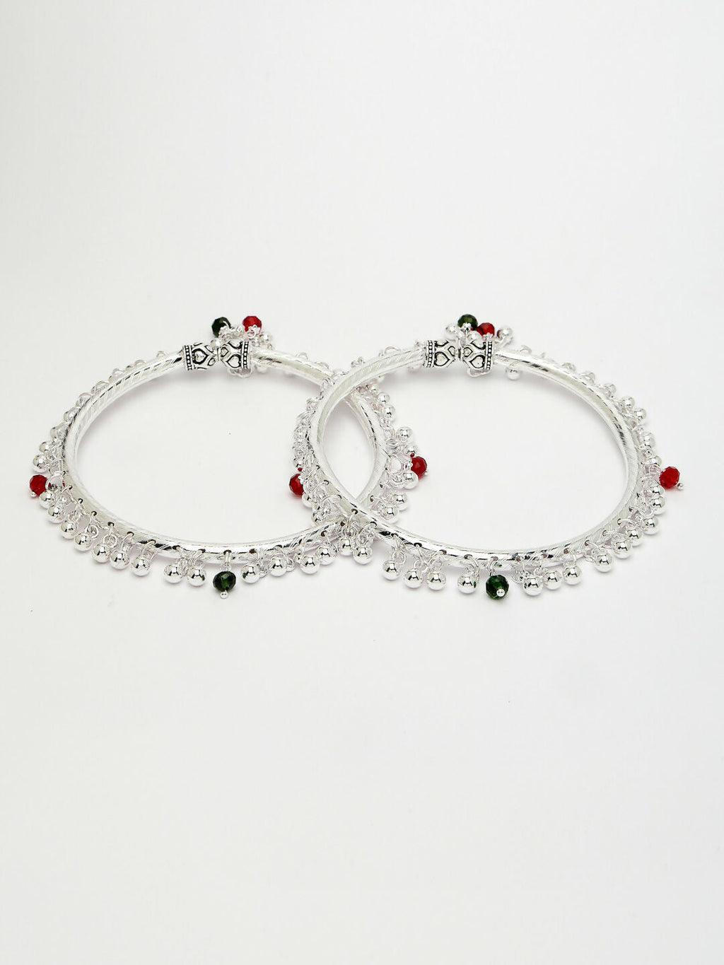 NVR Women's Set of 2 Silver-Plated Kada Anklets | Grocsy