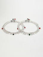 NVR Women's Set of 2 Silver-Plated Kada Anklets | Grocsy