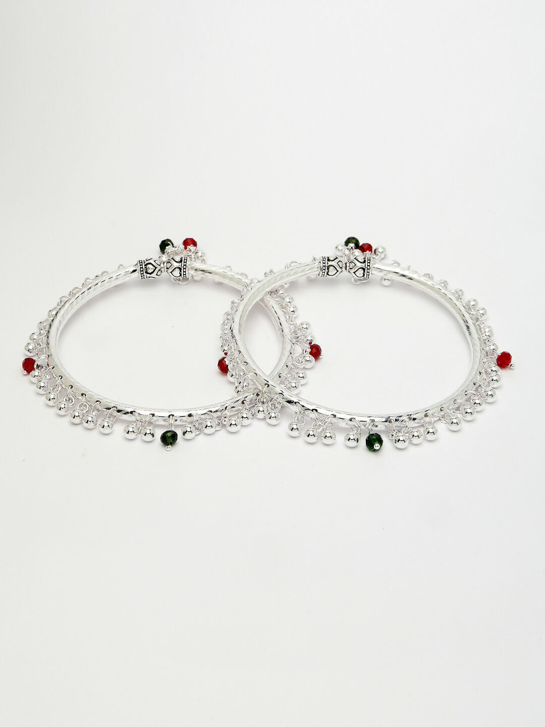 NVR Women's Set of 2 Silver-Plated Kada Anklets | Grocsy