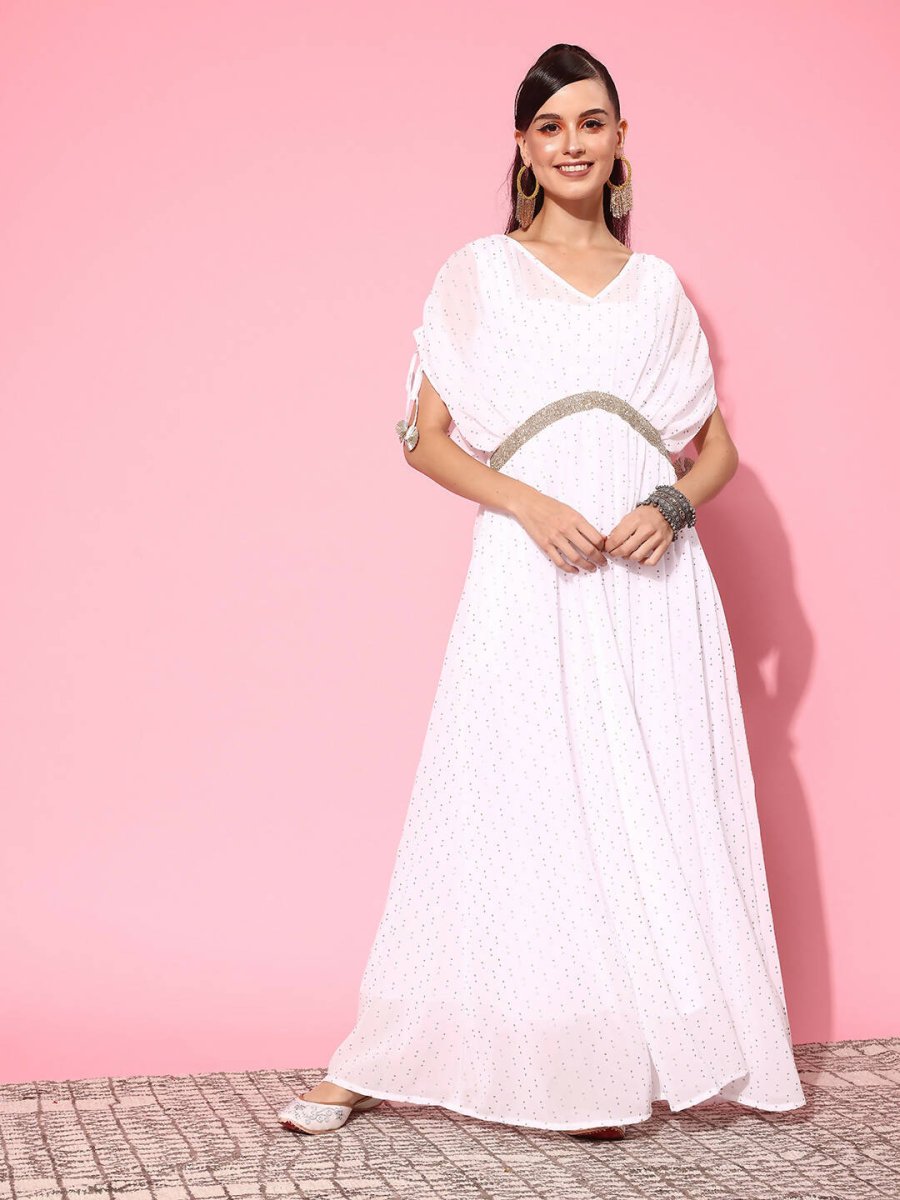 Ahalyaa Women's Traditional wear Ethnic Dress - White | Grocsy
