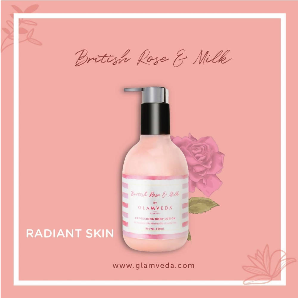 Glamveda British Rose & Milk Nourishing Body Wash & Lotion Combo Pack | Grocsy