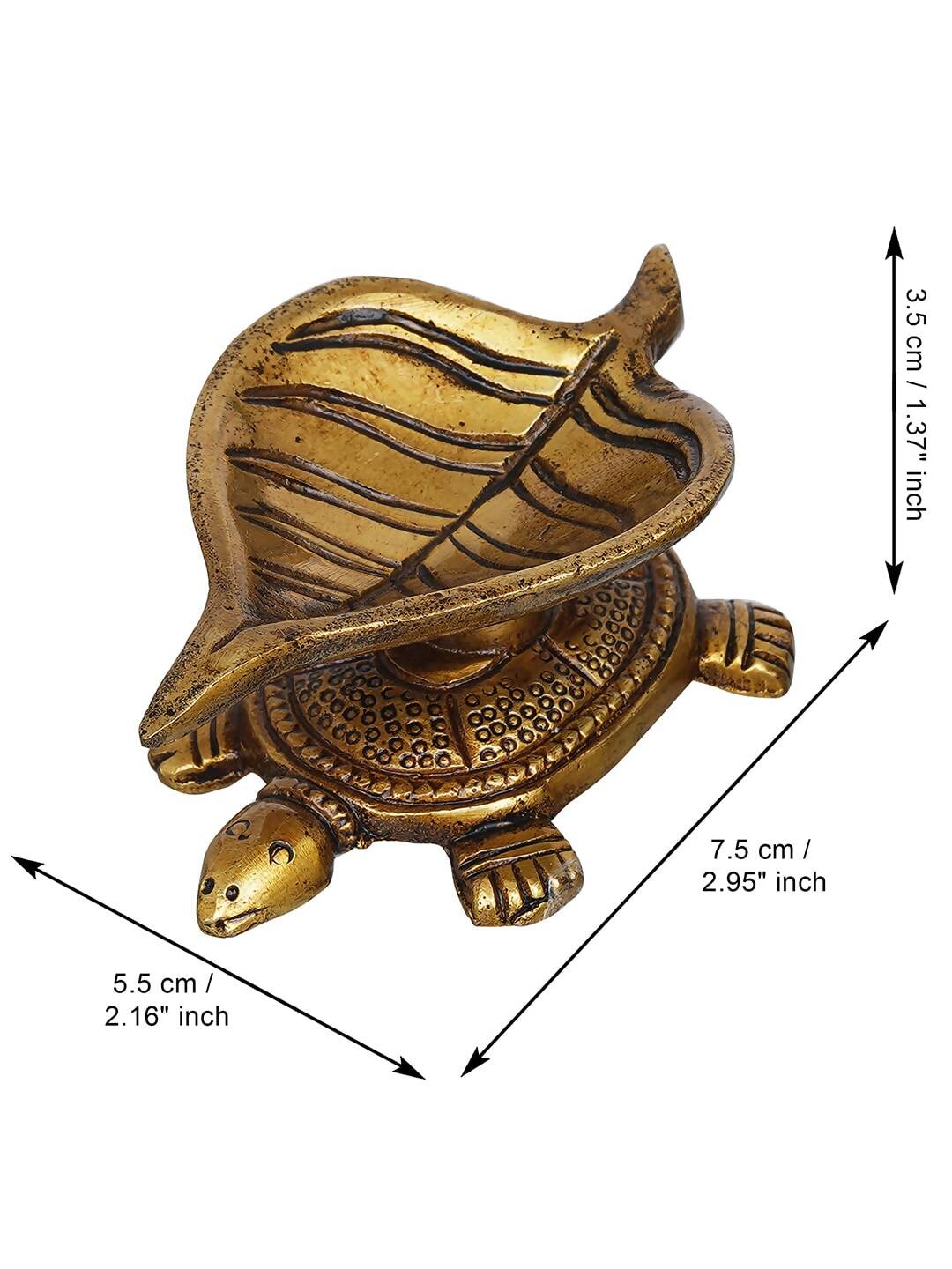 eCraftIndia 4 Pieces Beige Tortoise Statue Leaf Design Diyas | Grocsy