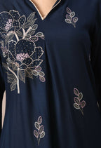 Joban Fashion Navy Cotton Rayon Kurta Set | Grocsy