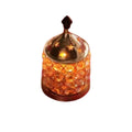 Puja N Pujari Gold Brass Crystal Akhand Jyoti with Glass Cover / Diwali Oil Lamp Diya | Grocsy