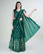 Green Georgette Sequence Embroidered Lehenga Choli with Dupatta - Tanya | Grocsy