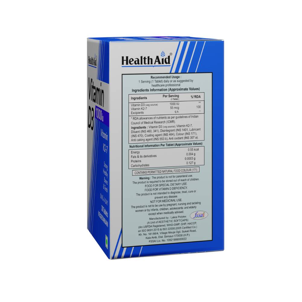 HealthAid Vitamin D3 1000 iu Tablets | Grocsy