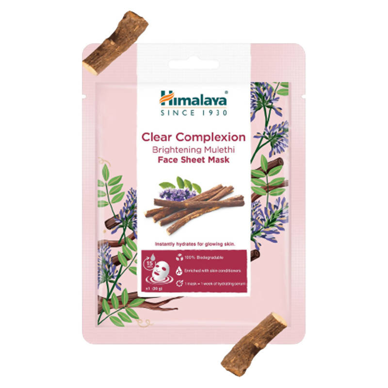 Himalaya Clear Complexion Brightening Mulethi Face Sheet Mask | Grocsy