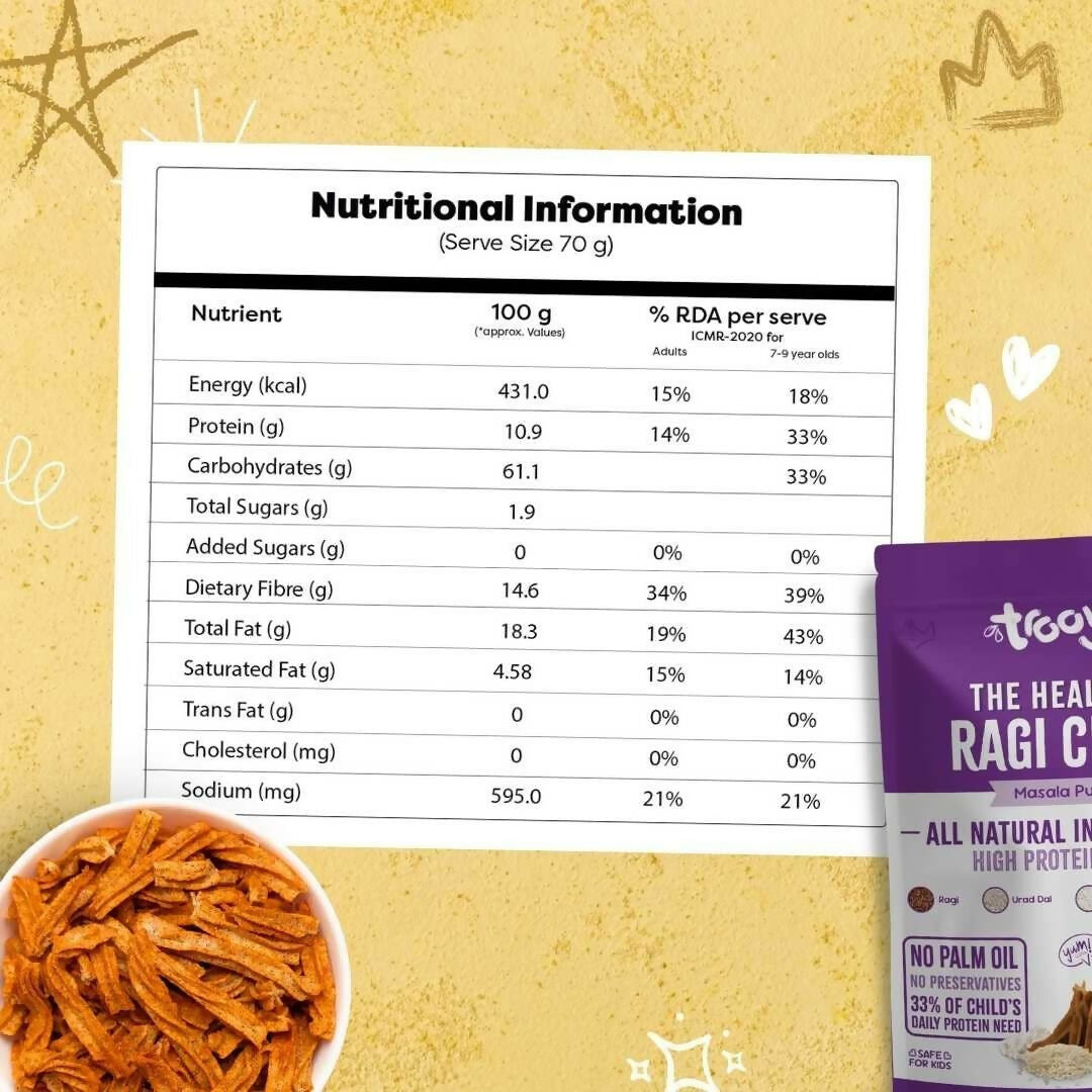 Troovy Healthy Masala Ragi Chips Tasty & High Protein Snacks | Grocsy