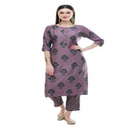 Lagi Women's Mauve Printed Straight Kurta & Pant (MC39B) | Grocsy