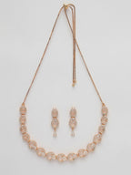 NVR Women's Gold-Polished American Diamond Studded Handcrafted Jewellery Set | Grocsy
