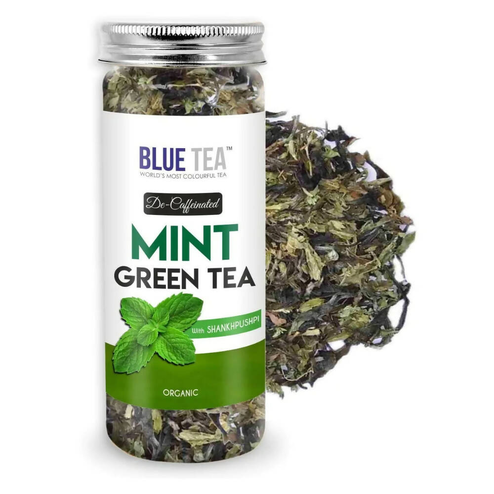Blue Tea Organic Mint Green Tea with Shankhpushpi | Grocsy