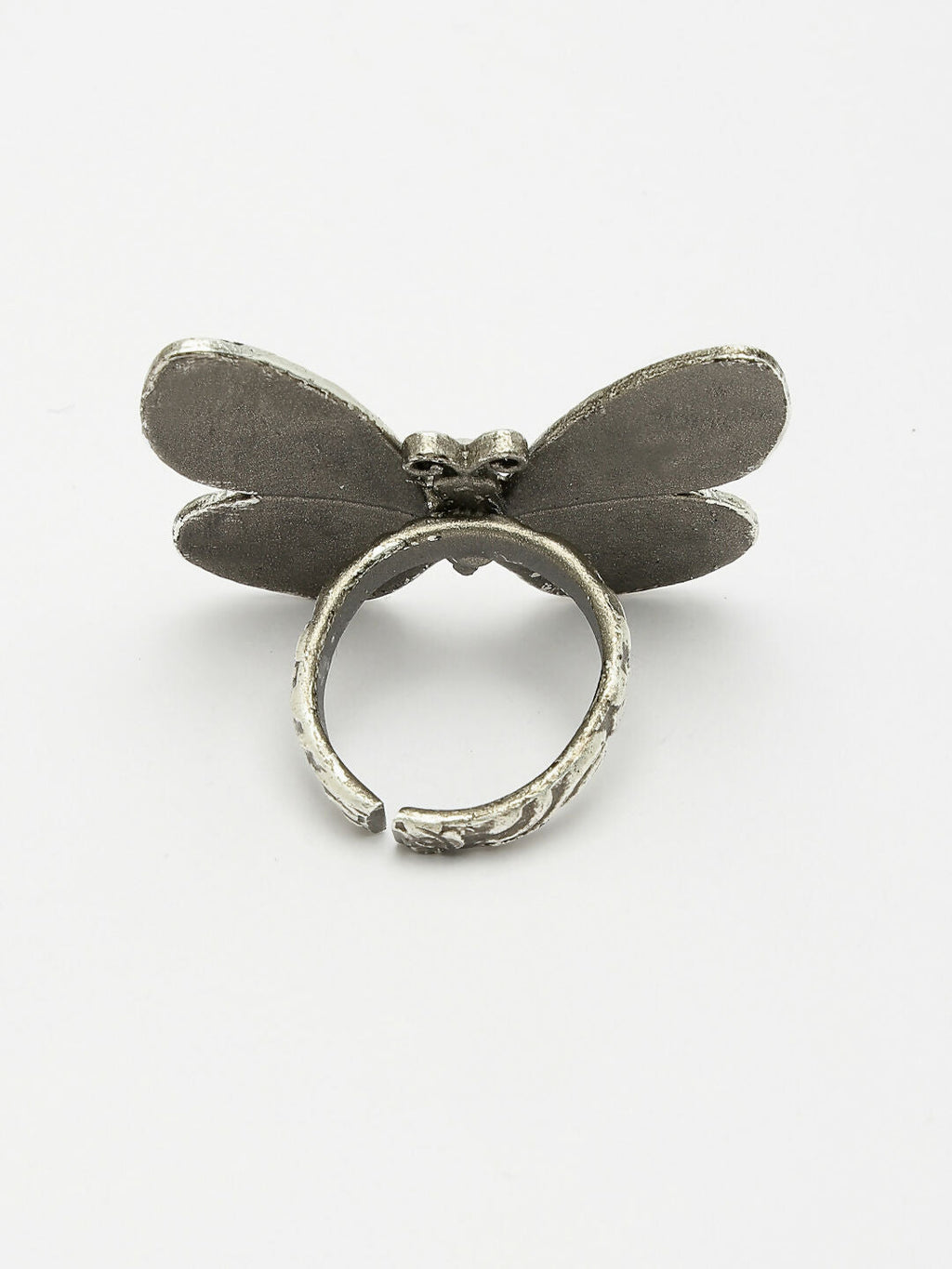 NVR Women's Silver-Toned Butterfly Shape Adjustable Finger Ring | Grocsy