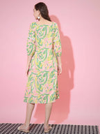 Myshka Women's Multi Abstract Printed A-Line Dress | Grocsy