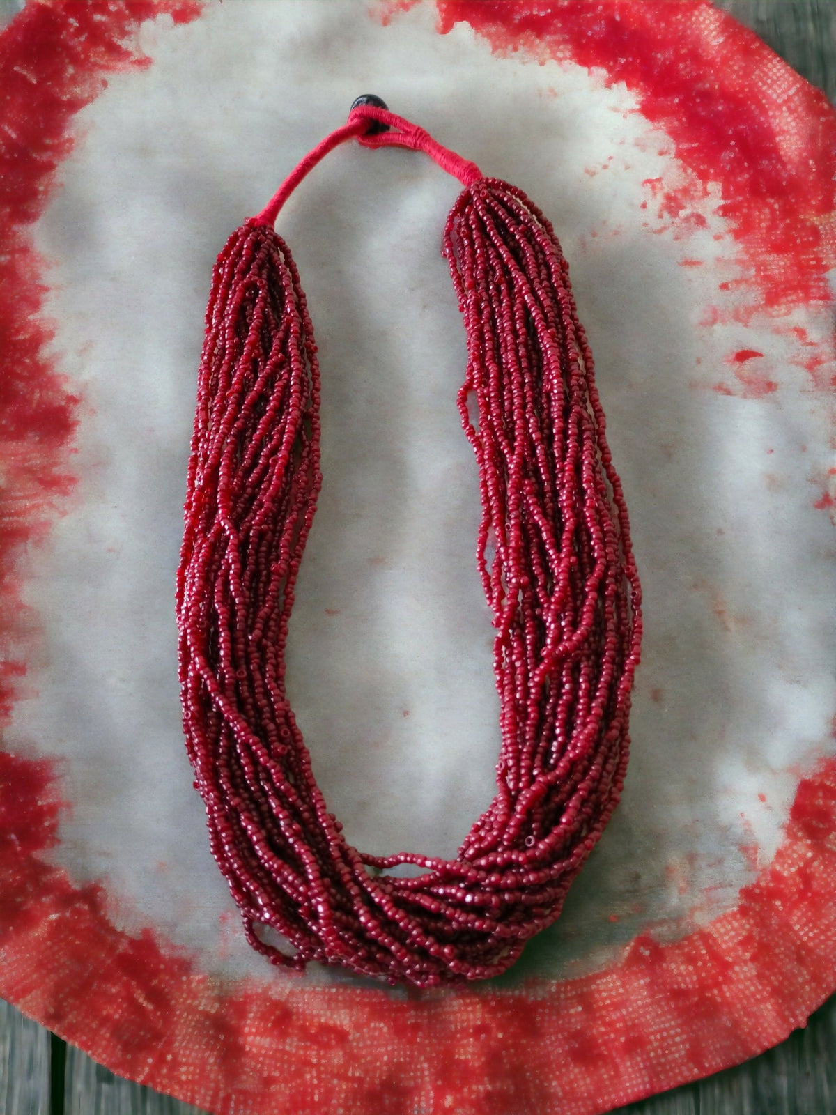 Inhanns Handmade Beaded Multilayer Necklace, 20 Layers - Maroon | Grocsy