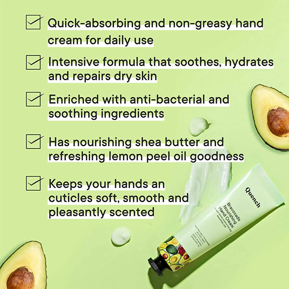 Quench Botanics Bravocado Nourishing Hand Cream With Avocado, Rice Water & Pomegranate, Korean Beauty | Grocsy