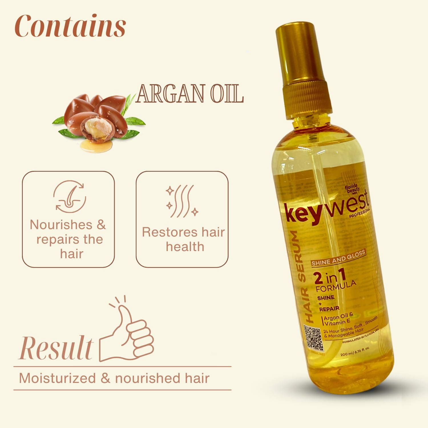 Keywest Professional Shine & Gloss Hair Serum 2in1 Formula Shine + Repair | Grocsy