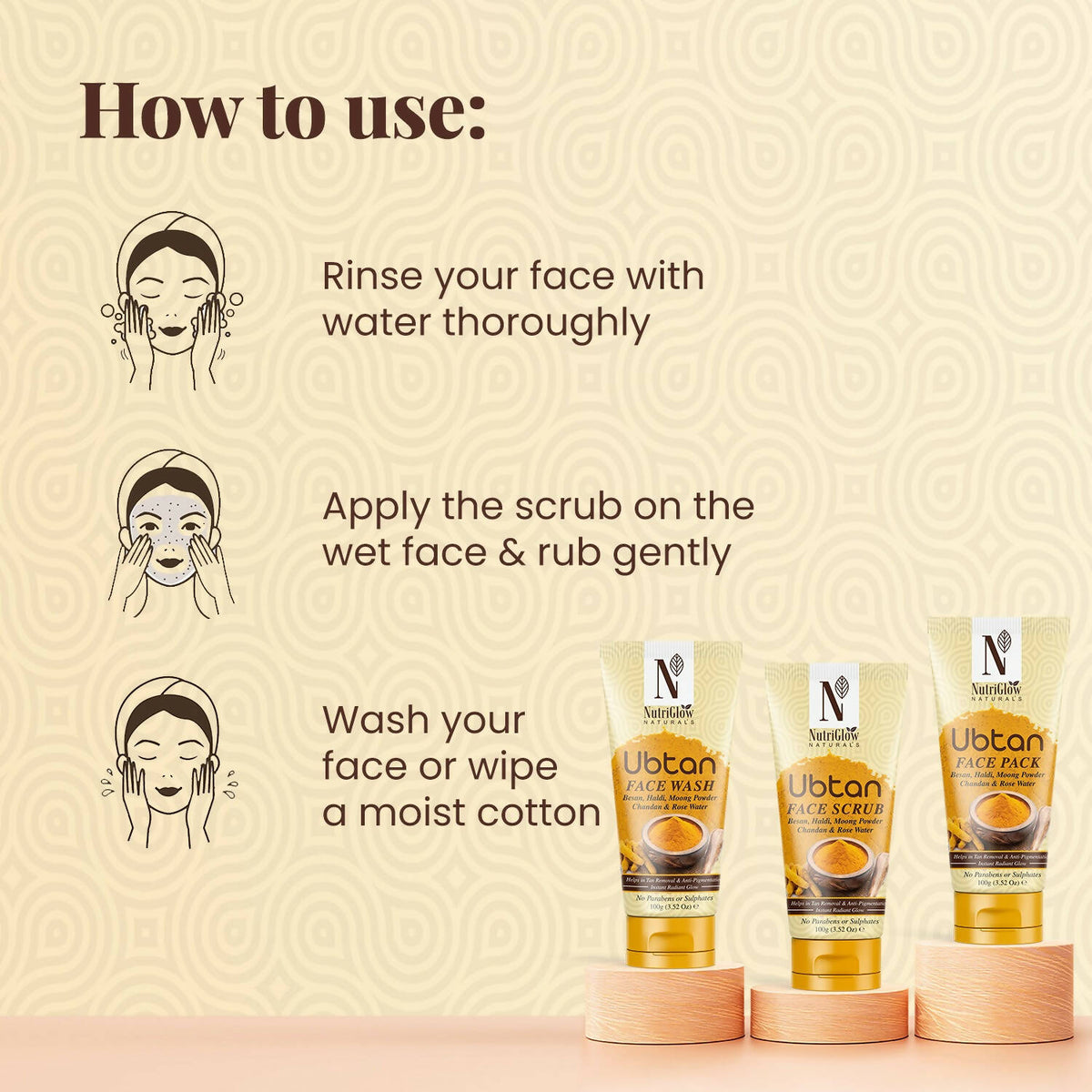NutriGlow NATURAL'S Ubtan Face & Body Scrub with Besan, Moong Powder | Grocsy