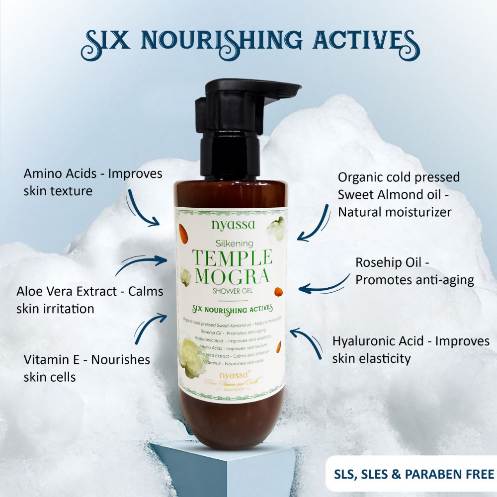 Nyassa Silky And Relaxing Temple Mogra Shower Gel With 6 Nourishing Actives | Grocsy
