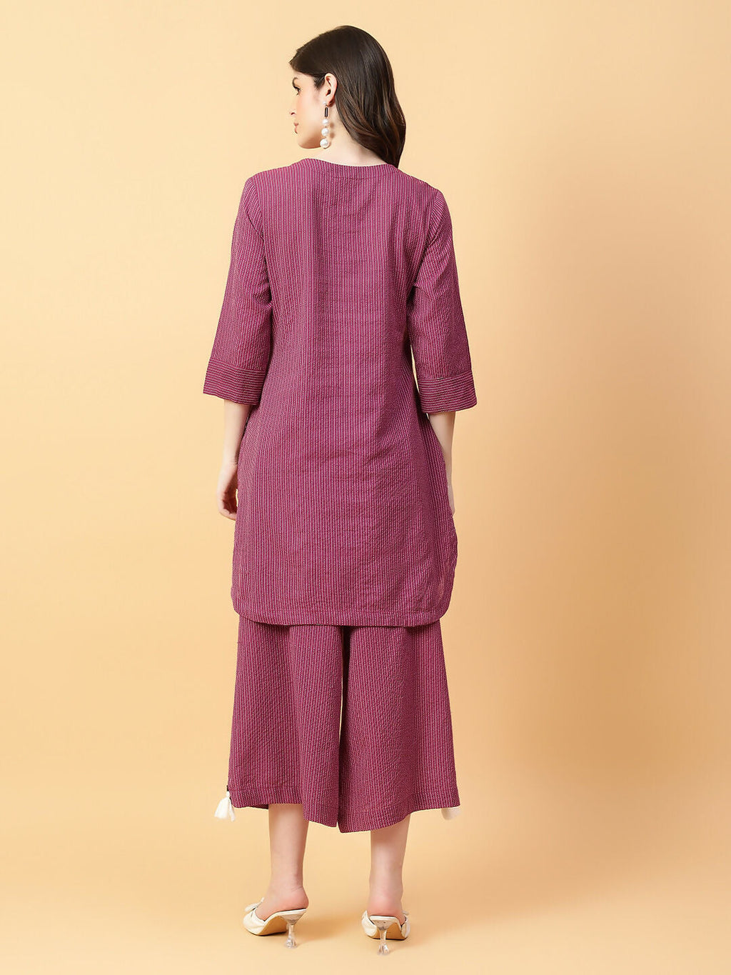 Joban Fashion Purple Cotton Khatha & Hand Work Co-ord Set | Grocsy