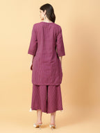 Joban Fashion Purple Cotton Khatha & Hand Work Co-ord Set | Grocsy