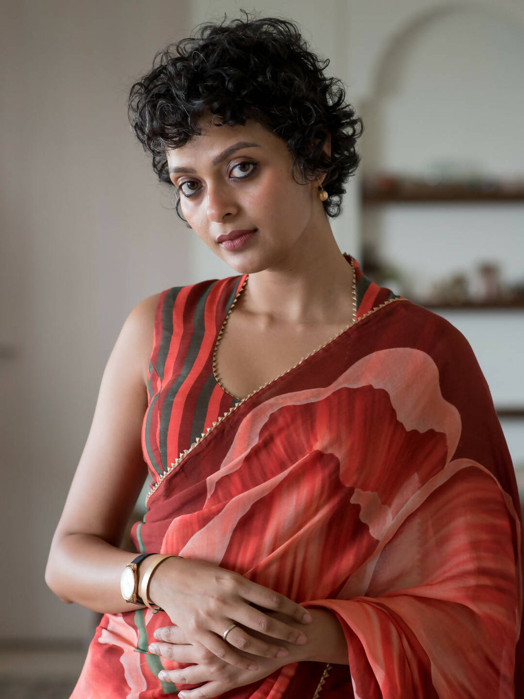 Suta Maroon Floral Pure Cotton Saree | Grocsy