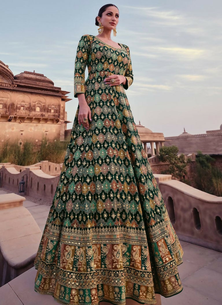 Vastranavya Traditional Faux Georgette Embroidered Sequence work Anarkali Gown | Grocsy