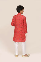 Joban Fashion Cotton Red Kurta With Straight Fit Pant | Grocsy