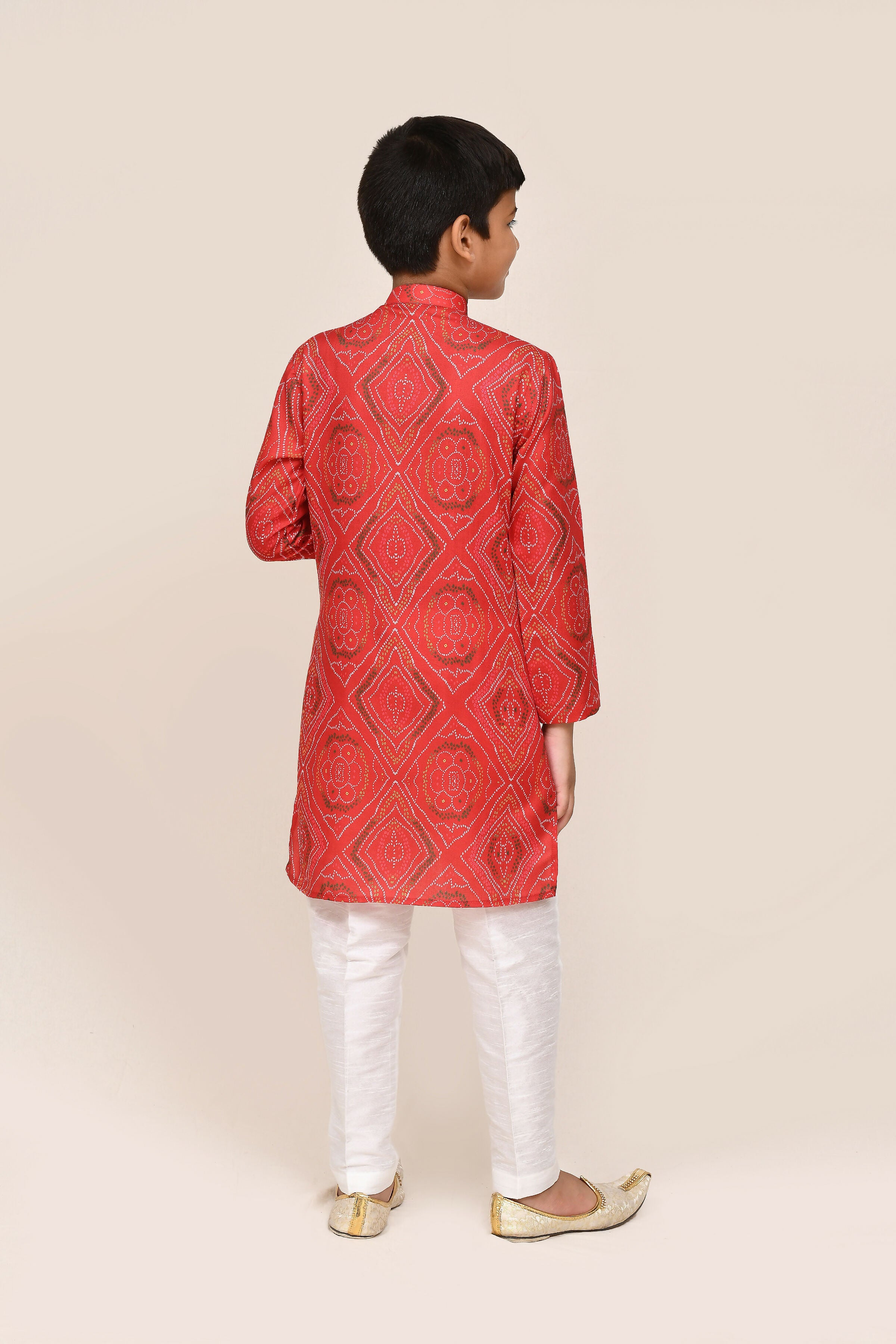 Joban Fashion Cotton Red Kurta With Straight Fit Pant | Grocsy