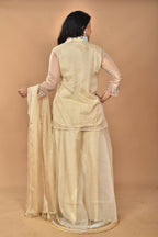 Morchari Women And Hand Embroidery Palazzo Set-Beige | Grocsy