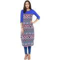 Women's Royal Round Neck Multi Print Kurti - G & A Apparels | Grocsy