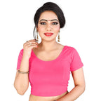 Vamika Beautiful Pink Lycra Plain Blouse | Grocsy