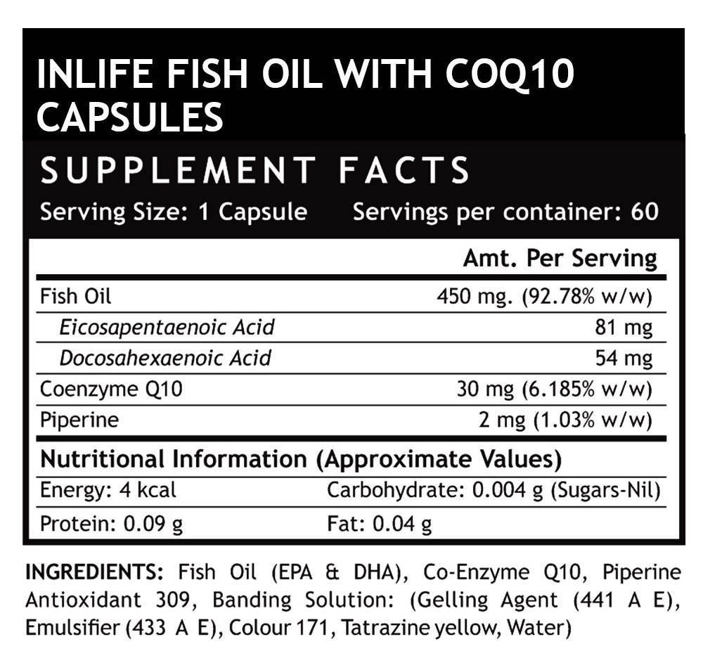 Inlife Fish Oil With Coenzyme Q10 Capsules | Grocsy