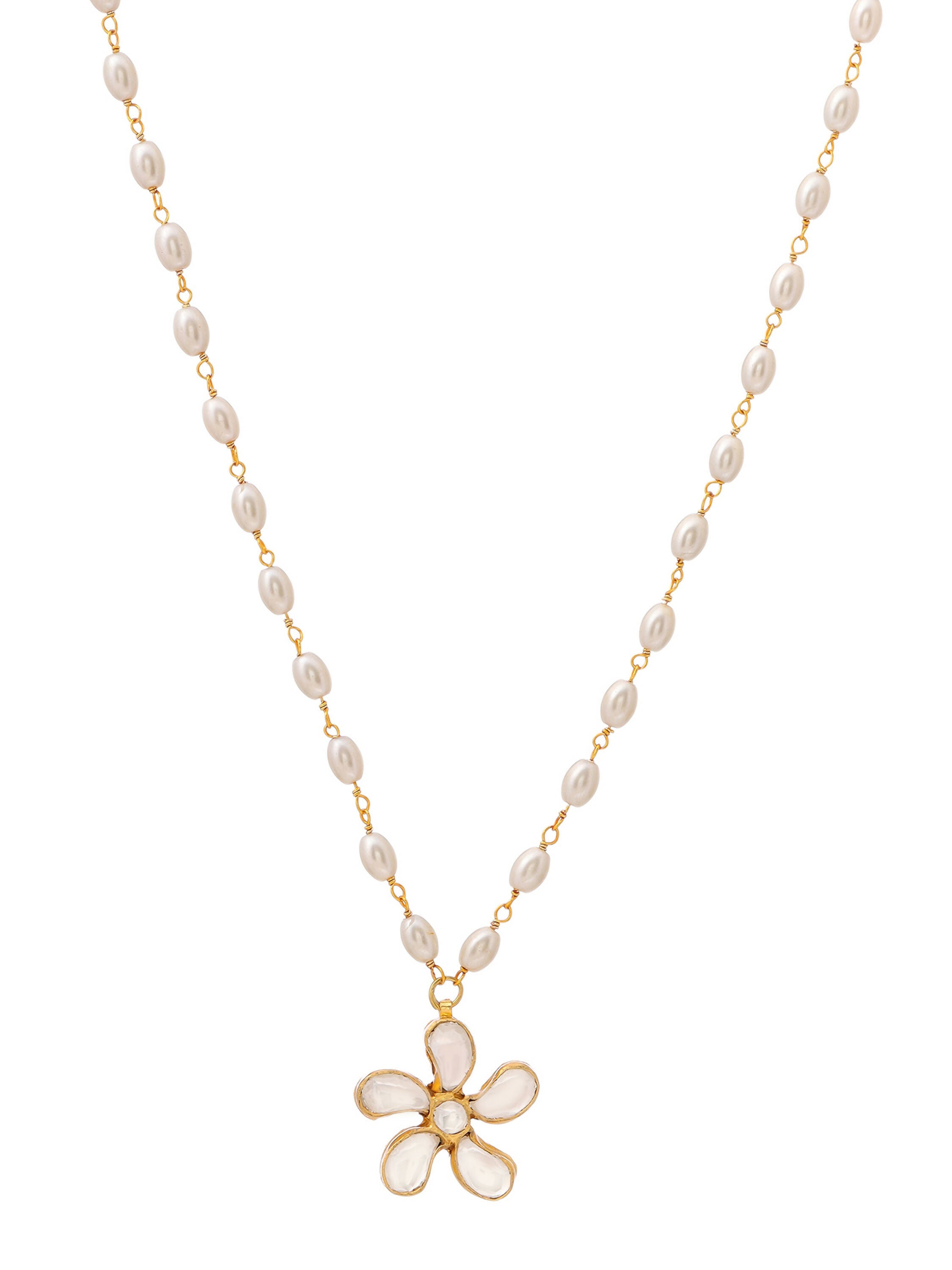 Ruby Raang Gold Flower Kundan Necklace | Grocsy