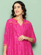 Ahalyaa Women's Traditional wear Kurta Set - Pink | Grocsy