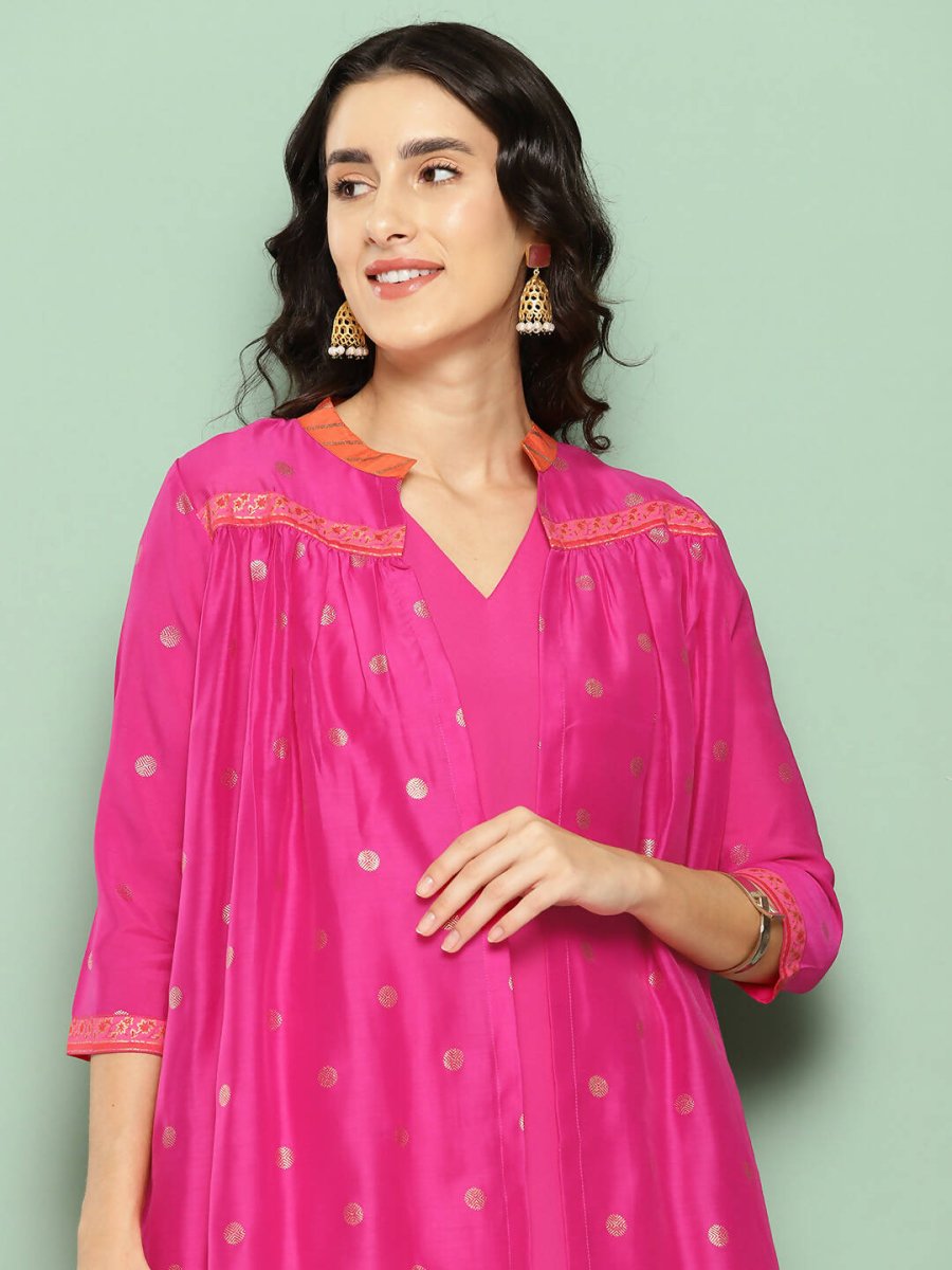Ahalyaa Women's Traditional wear Kurta Set - Pink | Grocsy