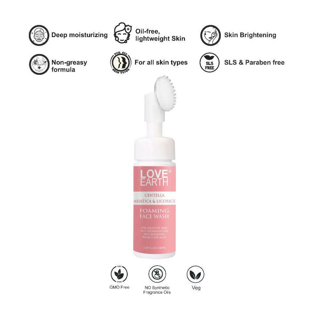 Love Earth Centella Asiatica & Licorice Foaming Face Wash | Grocsy