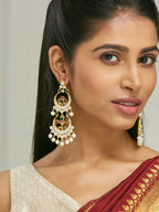 Nuyug 22K Gold-Plated Kundan Studded & Pearl Beaded Layered Chandbalis | Grocsy