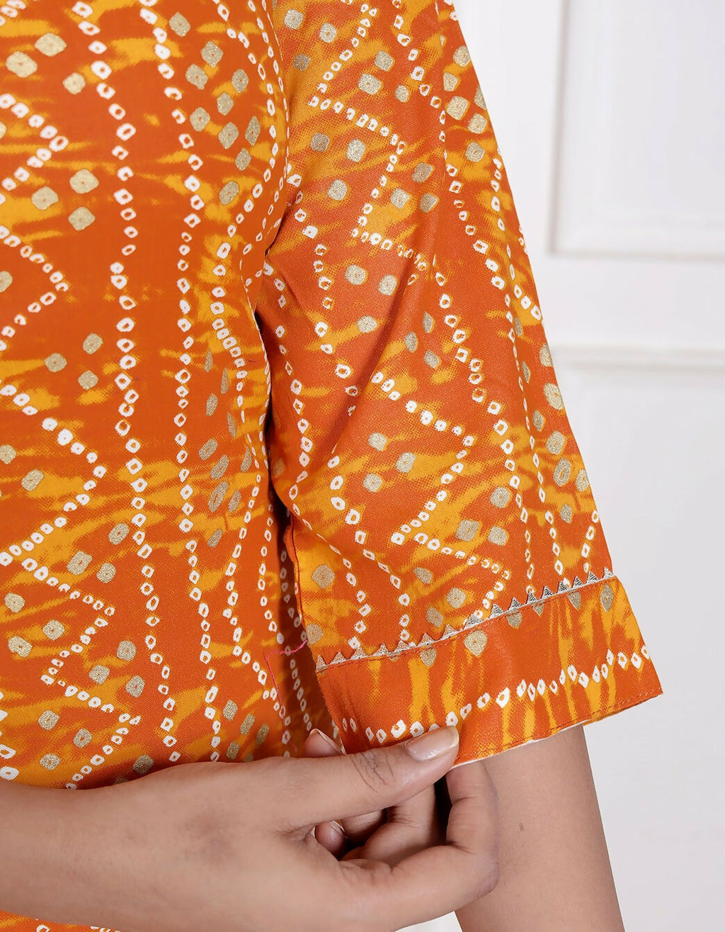 Miravan Womens Yellow Bandhani Printed Straight Kurti | Grocsy